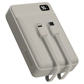 바우아토 포켓쉴 고속 입출력 케이블 일체형 미니 대용량 보조배터리 20000mAh C타입 애플8핀 PD 22.5W, 멜란지그레이 (29,860원)
