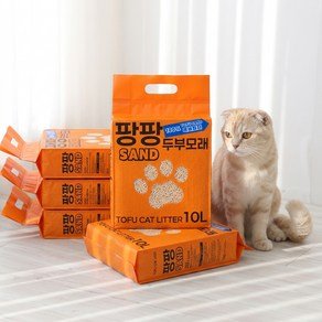 구구펫 팡팡샌드 가는 입자 고양이 두부 모래 1.5mm, 10L, 5개, 오리지널 (15,120원)