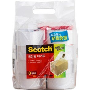 스카치 포장용 테이프 3650 48mm x 50m 8p + 디스펜서 세트, 투명, 1세트 (9,520원)
