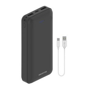 스마텍 듀얼포트 슬림보조배터리 20000mAh c타입 케이블, STPB-SL2(BK), 블랙 (12,400원)