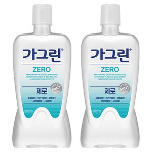 가그린 제로 구강청결제, 1.2L, 2개 (9,310원)