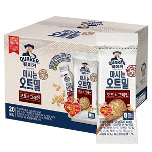 퀘이커 마시는 오트밀 오트 앤 그레인 낱봉팩, 50g, 20개 (10,920원)