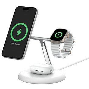 벨킨 부스트업 프로 Qi2 15W 3in1 마그네틱 무선 충전 스탠드 WIZ023kr, 화이트(WIZ023krWH), 1개 (82,560원)