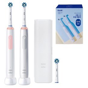 오랄비 듀얼 핸들팩 전동칫솔, 3772A, 화이트 + 핑크, 1세트 (117,800원)