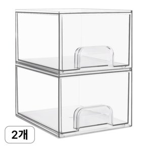 VTOPMART 클리어 적층 슬라이딩 서랍장 화장품 수납정리함 소형 1+1, 1세트, 투명 (12,980원)