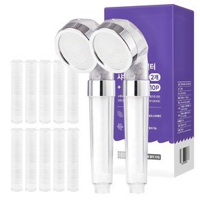 코멧 정수필터 샤워기 헤드 2p + 리필필터 10p 세트, 1개, 화이트 (11,790원)