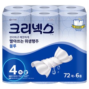 크리넥스 빨아쓰는 위생행주 블루, 72매, 6개 (11,230원)