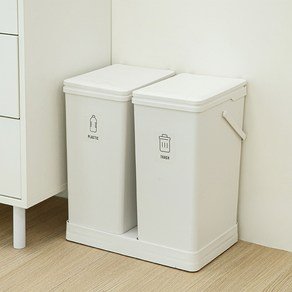 코멧 원터치 2칸 분리수거함 20L, 화이트 (18,990원)