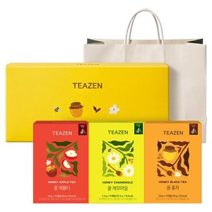 티젠 꿀차 삼각티백 3종 선물세트 + 쇼핑백, 1세트, 홍차 30g + 애플티 30g + 캐모마일 22.5g (6,540원)