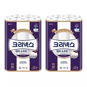 크리넥스 3겹 데코&소프트 화이트 25m 30롤 2개 (T멤27,460원) (무료)