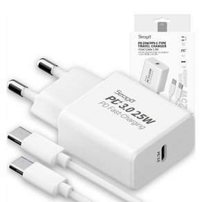 서가 C타입 초고속 충전기 25W PD PPS + CtoC 케이블 1.5m 세트, 화이트, 1개 (8,390원)