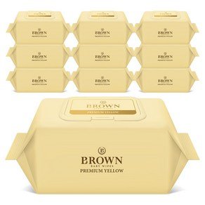 브라운 프리미엄 옐로우 도톰한 아기 물티슈 캡형, 73g, 72매, 10개 (18,900원)