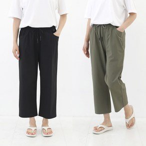 비비진 여성 바스락 시원한 쿨스판 일자바지 8부 밴딩팬츠 1+1 (26,310원)