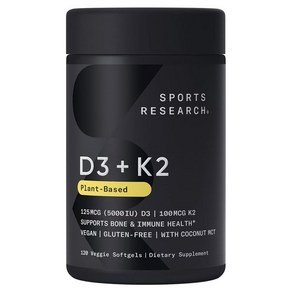 스포츠리서치 D3 125mcg + K2 100mcg 베지 소프트젤, 1개, 120정 (35,930원)