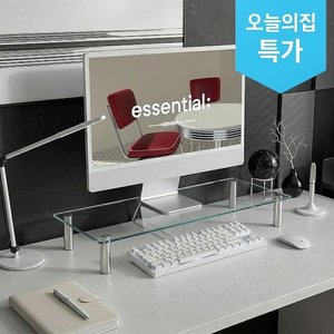 고강도 강화유리 메탈스탠드 데스크테리어 모니터받침대 (12,900원/무료)