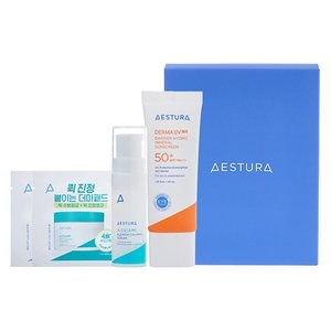 에스트라 더마UV365 장벽수분 무기자차 선크림 SPF50+ PA++++ 40ml + 진정팩 패드 2p + 진정 세럼 5ml 세트 (24,580원)