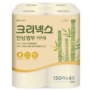 크리넥스 안심 밤부 천연펄프 롤키친타올, 150매, 4개 (7,970원)