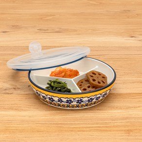프라카 폴란드풍 원형 3절 나눔 찬통, 블루네라, 1개 (7,890원)