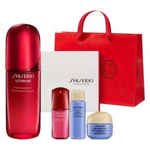 SHISEIDO 얼티뮨 파워 인퓨징 대용량 세럼 75ml + 10ml + 래디언스 세럼 10ml + 어드밴스드 크림 15ml + 기프트박스 세트 + 쇼핑백, 1세트 (174,600원)