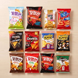 롯데 봉지과자(꼬깔콘/오잉/치토스/도리토스/쌀로별) 12종 16개 골라담기 (15,802원/무료)