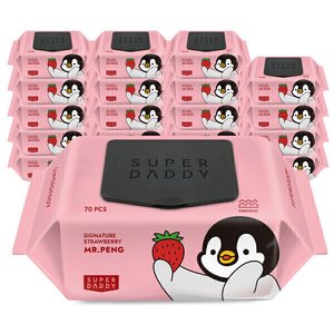 슈퍼대디 70평량 미스터팽 딸기 물티슈 70매x20팩 (18,800원) (무료)