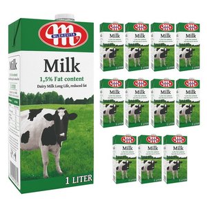 곧 종료) 믈레코비타 1.5% 저지방 멸균우유 1L, 12개 (19,300원/무료)