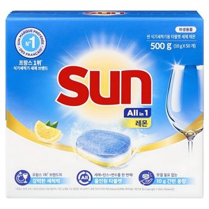 유니레버 썬 식기세척기용 타블렛 세제 레몬 50개입, 500g, 1개 (6,420원)