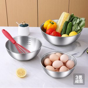 스테인리스 눈금 계량 믹싱볼 베이킹 샐러드볼 3종세트 (7,900원/무료)