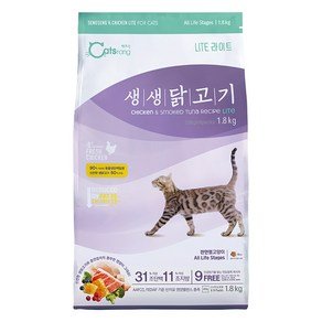 캐츠랑 고양이 생생닭고기 기능성 사료, 헤어볼, 1.8kg, 1개 (10,560원)