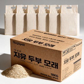 구구펫 극세입자 고양이 두부 모래, 3kg, 6개, 무향 (18,850원)