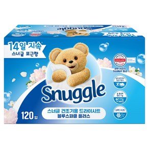 스너글 건조기용 드라이시트 블루스파클 플러스 상쾌한 포근향 본품, 120개입, 1개 (13,500원)