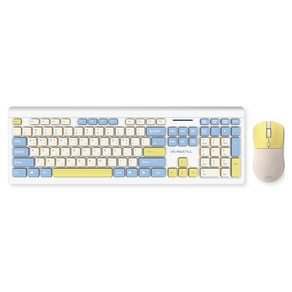 맥스틸 파스텔 저소음 무선 키보드 + 마우스 + 키스킨 세트, 일반형, 크림 버터, GM-OKM100 (19,920원)
