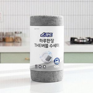 스카트 하루한장 THE버블 수세미 100매 2개입 2팩+뽑아쓰는 키친타월 40매 증정(15,900원/무배)