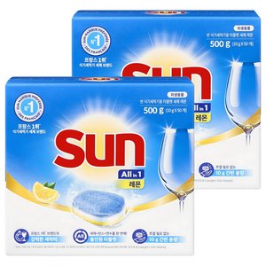 유니레버 썬 식기세척기용 타블렛 세제 레몬 50개입, 500g, 2개 (12,500원) (무료)