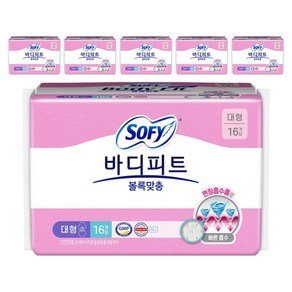 쏘피 바디피트 볼록맞춤 생리대 날개형, 대형, 16개입, 6개 (11,900원)