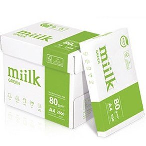 miilk 그린 복사용지 80g, A4, 2500개 (19,170원)