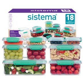 Sistema 시스테마 Klip It 모듈러 밀폐용기 틸 9p, 1세트, 400ml x 2p +200ml x 4p +2L + 1L x 2p (27,900원)