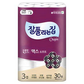 잘풀리는집 맥스 소프트 3겹 롤화장지, 30m, 30롤, 1개 (15,920원)