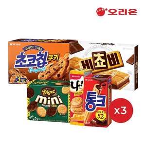 초코칩쿠키 3개 + 나샌드 3개 + 비쵸비 3개 + 다이제미니초코 3개 + 통크 3개 (20,395원) (무료)