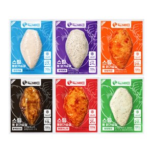 득근파티 스팀 통 닭가슴살, 6종 혼합, 100g, 30팩 (35,700/무료)