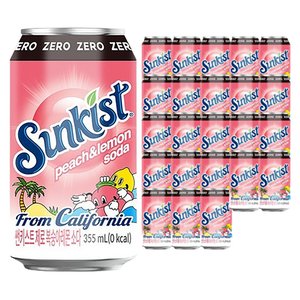 광동제약 썬키스트 제로 복숭아레몬 소다, 355ml, 24개 (12,860원/무료)