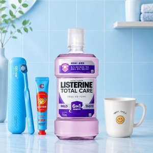 리스테린 토탈케어 마일드 750ml x4+(증정)오스템 충치케어 양치키트 (18,237원/무료)