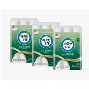 깨끗한 나라 순수 프리미엄 30m 30롤 3팩(35,760원/무료)