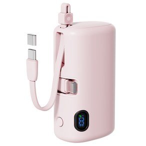 누아트 22.5W PD 고속충전 동시충전 빌트인 케이블 대용량 도킹형 미니 보조배터리 10000mAh C타입, 핑크 (13,980원)