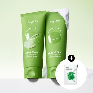 비플레인 녹두 약산성 클렌징폼 160ml 2개+진정마스크 1매 (23,440원) (무료)