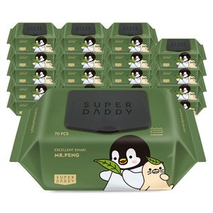 슈퍼대디 82평량 미스터펭 아기 물티슈 캡형 70매 20팩 (19,080원/무료)