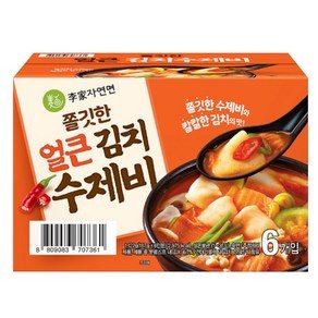 이가자연면 쫄깃한 얼큰 김치수제비, 187g, 6개 (11,900원)