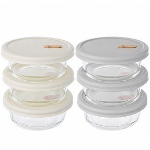 잇센스 6P 냉동밥용기 전자레인지 내열유리 실리콘뚜껑 360ml, 화이트3P + 그레이 3P, 6개 (16,920원)