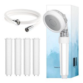 해피달링 3WAY 필터 샤워기 + 필터 4개 + 리플랜 샤워호스 2m 세트, 1세트, 화이트 (10,070원)