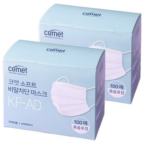 코멧 소프트 비말차단 마스크 KF-AD 실속형 묶음포장 대형, 100개입, 2개, 화이트 (12,490원)